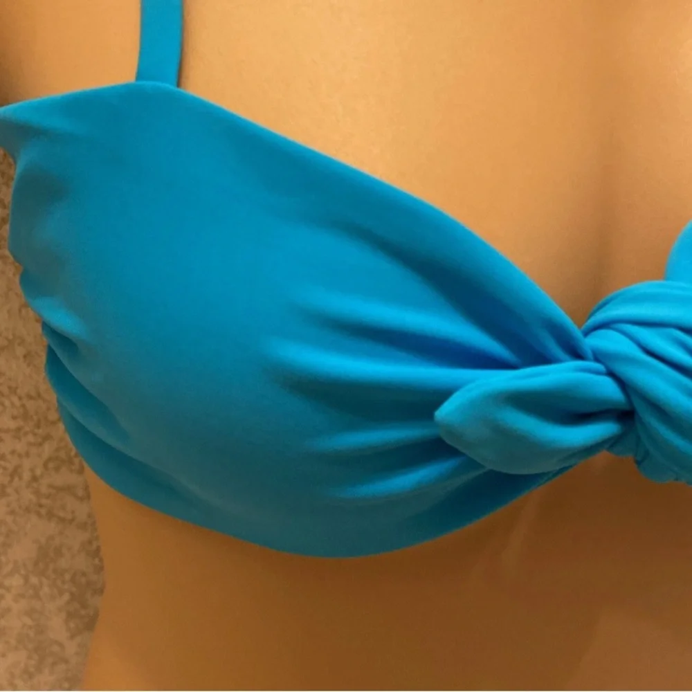 Fashion Nova Blue Knotted Bikini with Gingham Bottoms